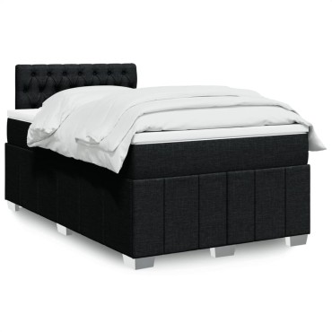 vidaXL Κρεβάτι Boxspring με Στρώμα Μαύρο 120x200 εκ. Υφασμάτινο