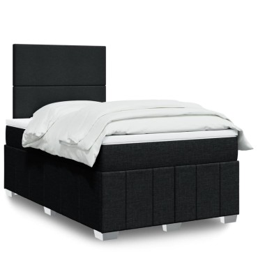 vidaXL Κρεβάτι Boxspring με Στρώμα Μαύρο 120x200 εκ. Υφασμάτινο