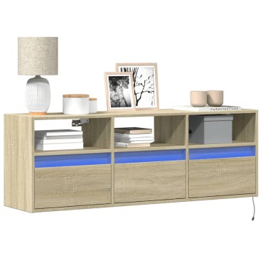 vidaXL Έπιπλο Τοίχου Τηλεόρασης με LED Sonoma Δρυς 130x31x45cm
