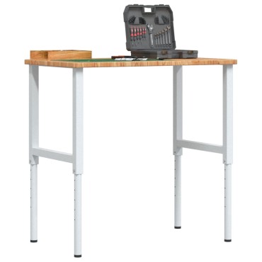 vidaXL Πάγκος Εργασίας Ορθογώνιος 100x60x(71,5-98) εκ Μασίφ Ξύλο Δρυός