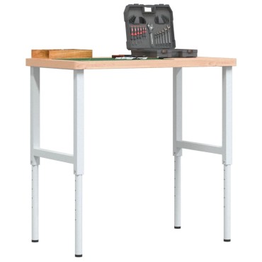 vidaXL Πάγκος Εργασίας Ορθογώνιος 100x60x(73-99,5) εκ Μασίφ Ξύλο Οξιάς
