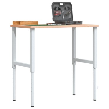 vidaXL Πάγκος Εργασίας Ορθογώνιος 100x60x(71,5-98) εκ Μασίφ Ξύλο Οξιάς