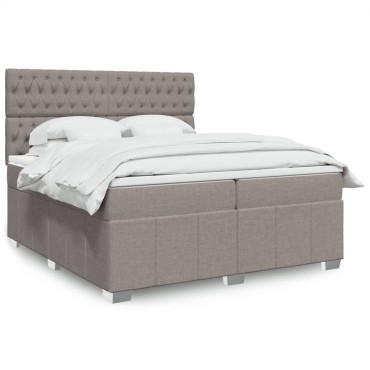 vidaXL Κρεβάτι Boxspring με Στρώμα Taupe 200x200cm Υφασμάτινο 1 τεμ. - Διπλό