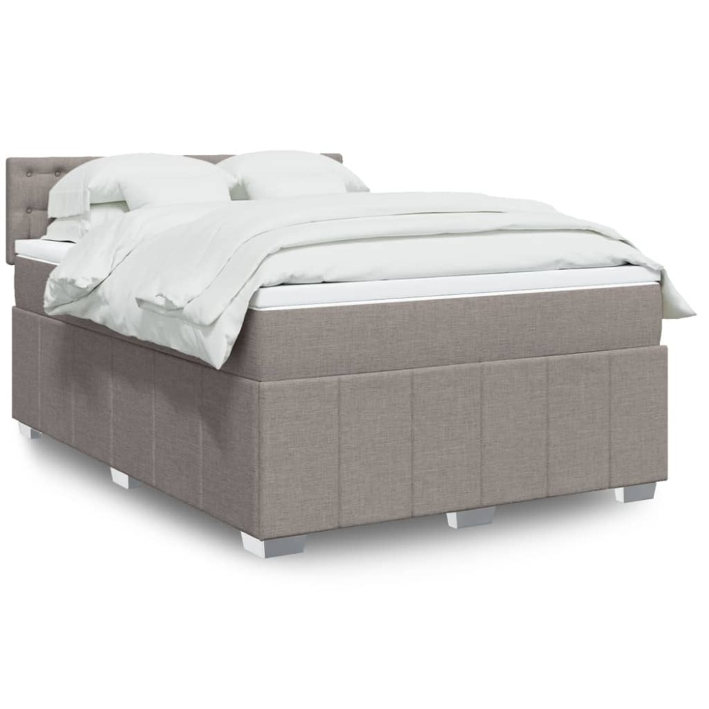vidaXL Κρεβάτι Boxspring με Στρώμα Taupe 140x200 εκ. Υφασμάτινο