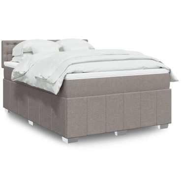 vidaXL Κρεβάτι Boxspring με Στρώμα Taupe 140x200 εκ. Υφασμάτινο