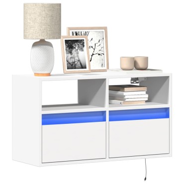 vidaXL Έπιπλο Τοίχου Τηλεόρασης με LED Λευκό 80x31x45cm