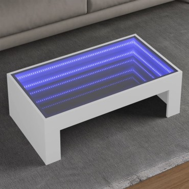 vidaXL Τραπεζάκι Σαλονιού Infinity LED Λευκό 90x50x30cm 1 τεμ.