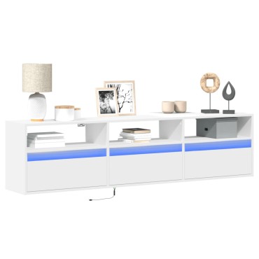 vidaXL Έπιπλο Τοίχου Τηλεόρασης με LED Λευκό 180x31x45cm