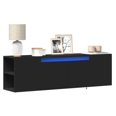 vidaXL Έπιπλο Τοίχου Τηλεόρασης με LED Μαύρο 135x31x39,5cm