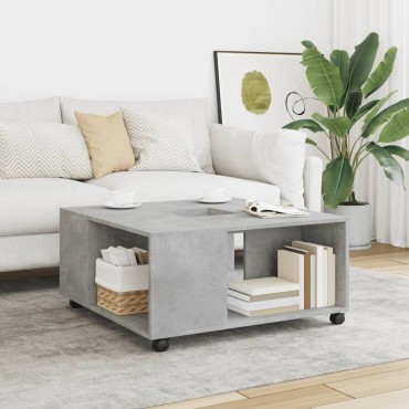 vidaXL Τραπεζάκι Σαλονιού Γκρι Σκυρ. 80x80x40cm Επεξεργασμένο Ξύλο 1 τεμ.