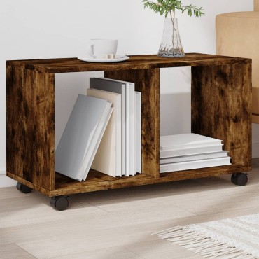 vidaXL Ντουλάπι Με Ροδάκια Καπνιστή Δρυς 72x33x42,5cm Επεξ. Ξύλο 1 τεμ.