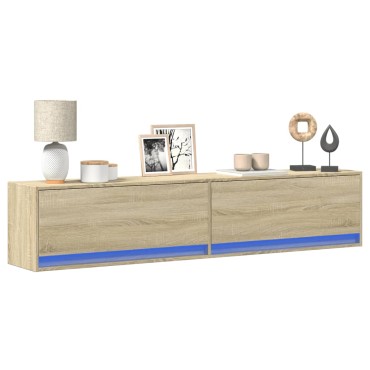 vidaXL Έπιπλο Τοίχου Τηλεόρασης με LED Sonoma Δρυς 180x31x38cm