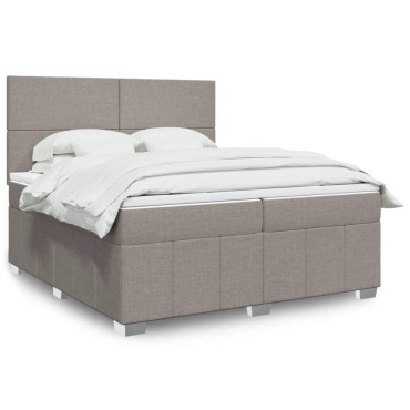 vidaXL Κρεβάτι Boxspring με Στρώμα Taupe 200x200cm Υφασμάτινο 1 τεμ. - Διπλό