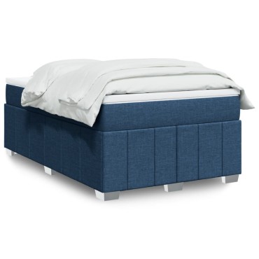 vidaXL Κρεβάτι Boxspring με Στρώμα Μπλε 120x200cm Υφασμάτινο 1 τεμ. - Μονό
