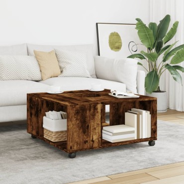 vidaXL Τραπεζάκι Σαλονιού Καπνιστή Δρυς 80x80x40cm Επεξεργασμ. Ξύλο 1 τεμ.