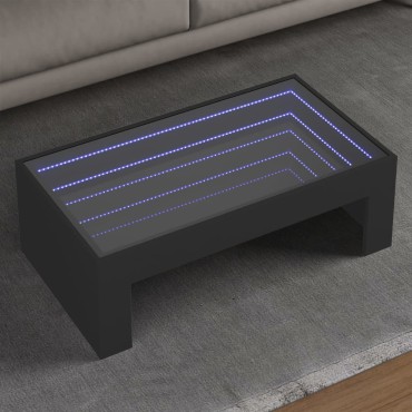 vidaXL Τραπεζάκι Σαλονιού Infinity LED Μαύρο 90x50x30cm 1 τεμ.