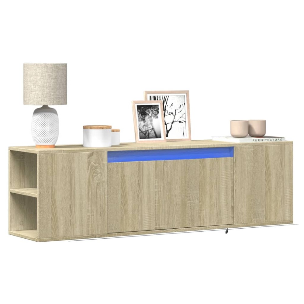 vidaXL Έπιπλο Τοίχου Τηλεόρασης με LED Sonoma Δρυς 135x31x39,5cm