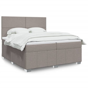 vidaXL Κρεβάτι Boxspring με Στρώμα Taupe 200x200cm Υφασμάτινο 1 τεμ. - Διπλό