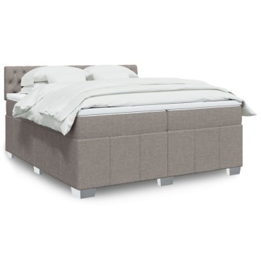 vidaXL Κρεβάτι Boxspring με Στρώμα Taupe 200x200cm Υφασμάτινο 1 τεμ. - Διπλό