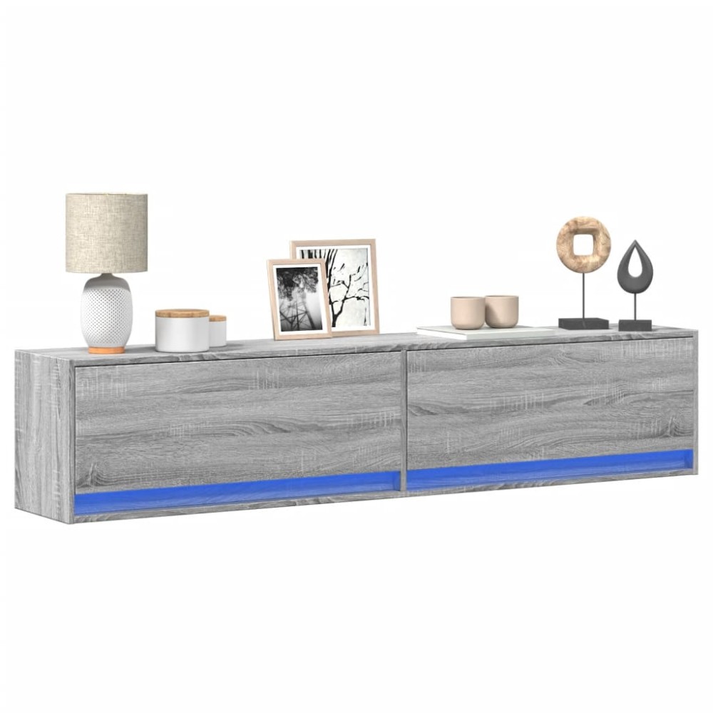 vidaXL Έπιπλο Τοίχου Τηλεόρασης με LED Γκρι Sonoma 180x31x38cm