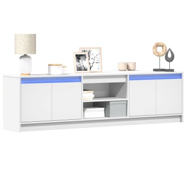 vidaXL Έπιπλο Τηλεόρασης με LED Λευκό 180x34x50cm από Επεξ. Ξύλο