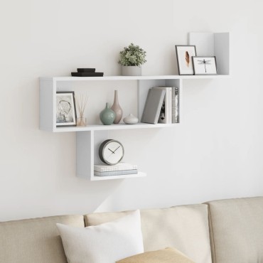 vidaXL Ράφι Τοίχου Λευκό 100x15x70cm από Επεξεργασμένο Ξύλο 1 τεμ.