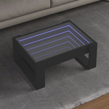 vidaXL Τραπεζάκι Σαλονιού Infinity LED Μαύρο 70x53x30cm 1 τεμ.