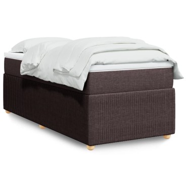 vidaXL Κρεβάτι Boxspring με Στρώμα Σκούρο Καφέ 90x190 εκ. Υφασμάτινο