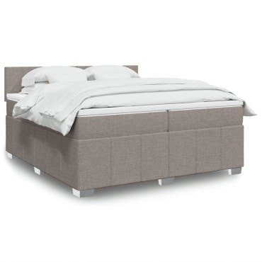 vidaXL Κρεβάτι Boxspring με Στρώμα Taupe 200x200cm Υφασμάτινο 1 τεμ. - Διπλό