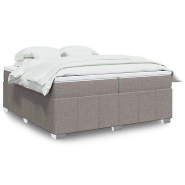 vidaXL Κρεβάτι Boxspring με Στρώμα Taupe 200x200cm Υφασμάτινο 1 τεμ. - Διπλό