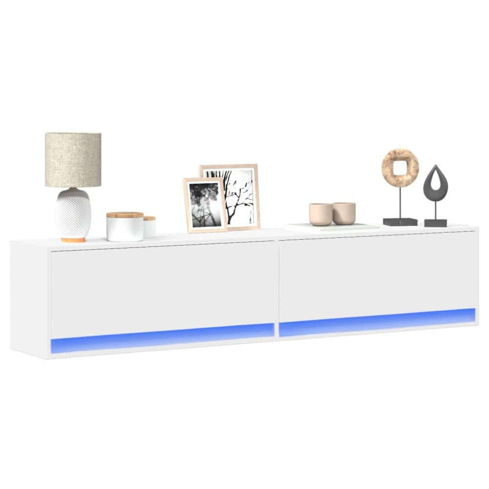 vidaXL Έπιπλο Τοίχου Τηλεόρασης με LED Λευκό 180x31x38cm
