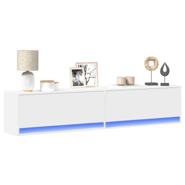 vidaXL Έπιπλο Τοίχου Τηλεόρασης με LED Λευκό 180x31x38cm