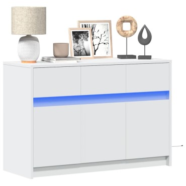 vidaXL Έπιπλο Τηλεόρασης με LED Λευκό 91x34x61cm από Επεξ. Ξύλο