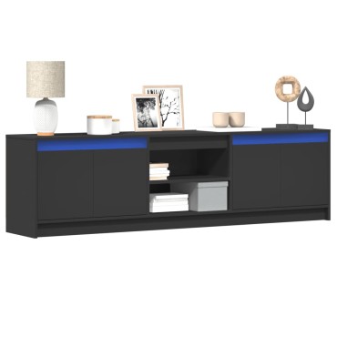 vidaXL Έπιπλο Τηλεόρασης με LED Μαύρο 180x34x50cm από Επεξ. Ξύλο