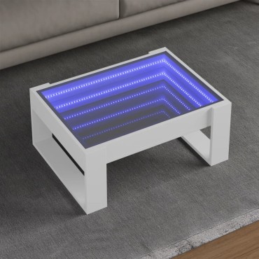 vidaXL Τραπεζάκι Σαλονιού Infinity LED Λευκό 70x53x30cm 1 τεμ.