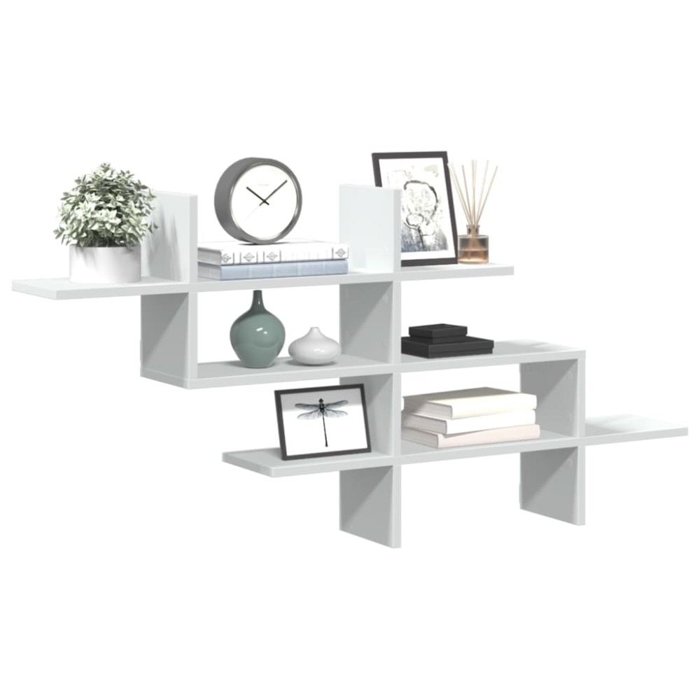 vidaXL Ράφι Τοίχου Λευκό 124,5x18x60,5cm από Επεξεργασμένο Ξύλο 1 τεμ.