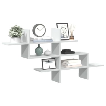 vidaXL Ράφι Τοίχου Λευκό 124,5x18x60,5cm από Επεξεργασμένο Ξύλο 1 τεμ.