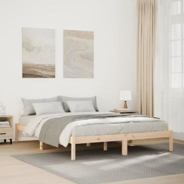 vidaXL Πλαίσιο Κρεβατιού Μακρύ Χωρίς Στρώμα 140x220cm Μασίφ Πεύκο 1 τεμ. - Διπλό