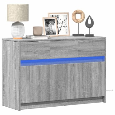 vidaXL Έπιπλο Τηλεόρασης με LED Γκρι Sonoma 91x34x61cm Επεξ. Ξύλο