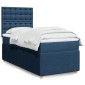 vidaXL Κρεβάτι Boxspring με Στρώμα Μπλε 90x190 εκ.Υφασμάτινο