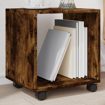 vidaXL Ντουλάπι Με Ροδάκια Καπνιστή Δρυς 37x33x42,5cm Επεξ. Ξύλο 1 τεμ.