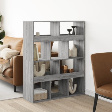 vidaXL Βιβλιοθήκη/Διαχωριστικό Χώρου Γκρι 100x33x125,5cm Επεξ. Ξύλο 1 τεμ.