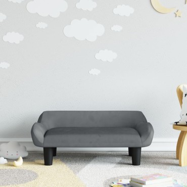 vidaXL Καναπές Παιδικός Σκούρο Γκρι 70x40x24cm από Βελούδο 1 τεμ.