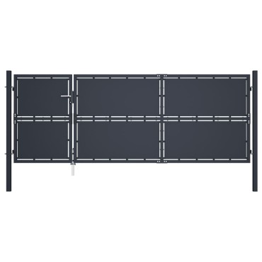 vidaXL Πόρτα Περίφραξης Κήπου Ανθρακί 350 x 125 εκ. Ατσάλινη