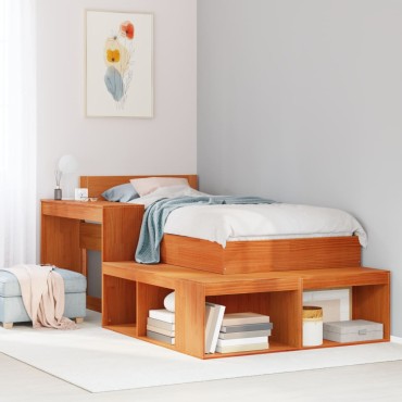 vidaXL Κομοδίνο με Γραφείο Καφέ Κεριού 232x122x75cm Μασίφ Ξύλο Πεύκου 1 τεμ.