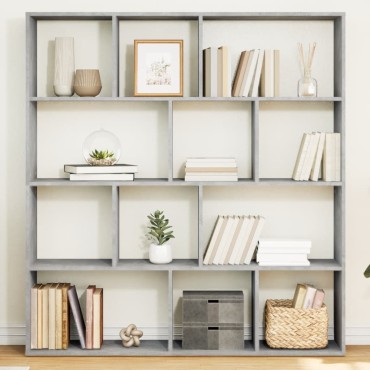vidaXL Βιβλιοθήκη Γκρι Σκυροδέματος 132x29x141,5cm Επεξεργασμένο Ξύλο 1 τεμ.