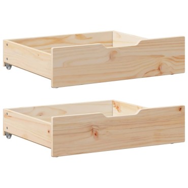vidaXL Συρτάρια Κρεβατιού με Ροδάκια 2 τεμ. 75x55x17 εκ. Μασίφ Πεύκο
