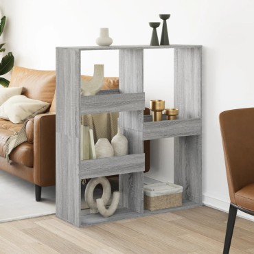 vidaXL Βιβλιοθήκη/Διαχωριστικό Χώρου Γκρι 100x33x115cm Επεξ. Ξύλο 1 τεμ.
