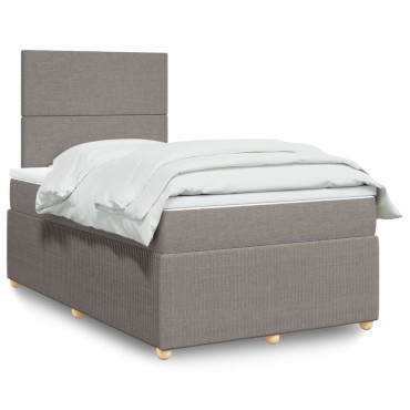 vidaXL Κρεβάτι Boxspring με Στρώμα Taupe 120x190cm Υφασμάτινο 1 τεμ. - Μονό