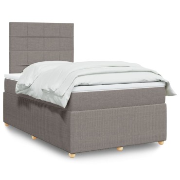 vidaXL Κρεβάτι Boxspring με Στρώμα Taupe 120x190cm Υφασμάτινο 1 τεμ. - Μονό